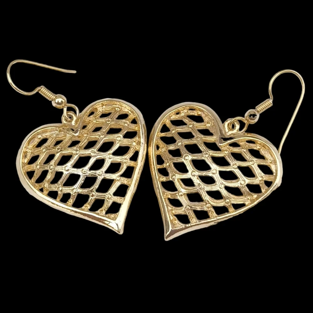 Gold Heart Earrings - Picture 9 of 10